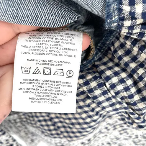 Anthropologie  NEW Pilcro Eyelet Button Front Gingham Ruffle Denim Jacket - Image 10