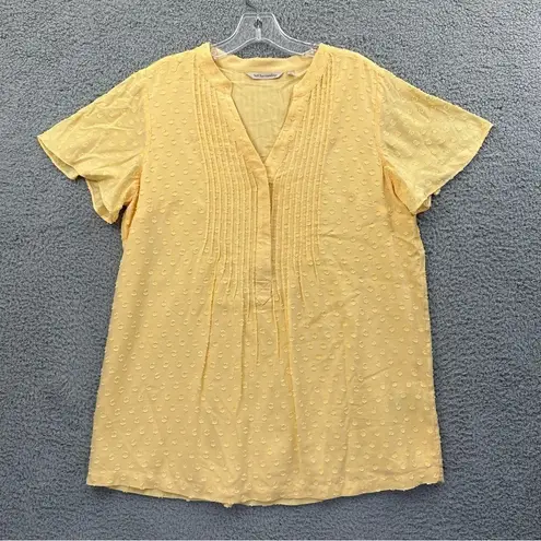 Soft Surroundings Off Short Top Pleated Flowy Golden Haze Yellow Women's Small