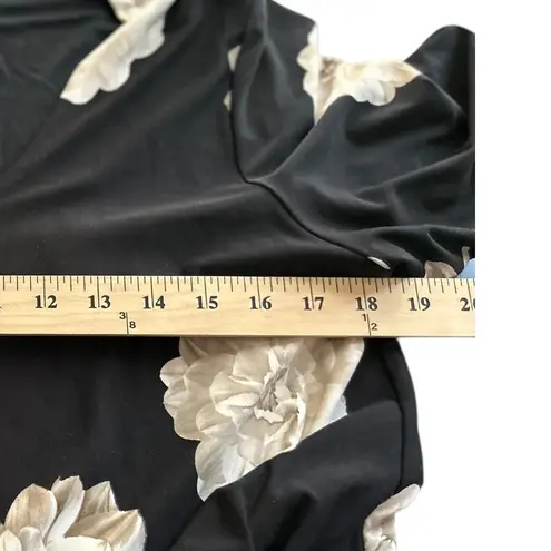 Karen Kane Black Floral Bell Sleeve V Neck Flared Dress Womens XL