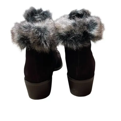 Sporto Size 8 NEW HOLLY Womens Ankle Boots Leather Faux Fur Brown Lace Up Heeled