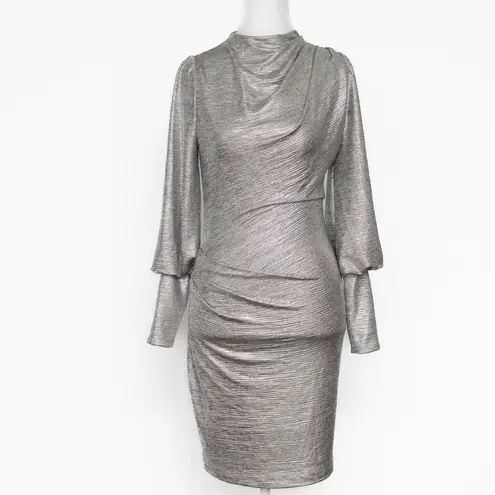 Black Halo - Iron Glow Metallic Long Sleeve Bodycon Dress