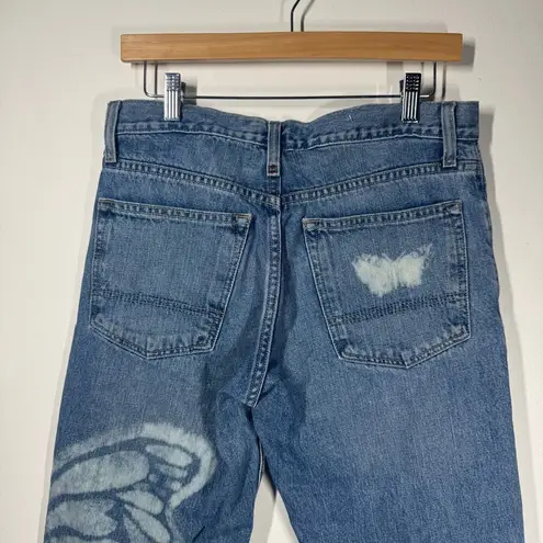 Arizona Vintage Jean Women Size 30 Butterfly Print Med Wash Relaxed Straight