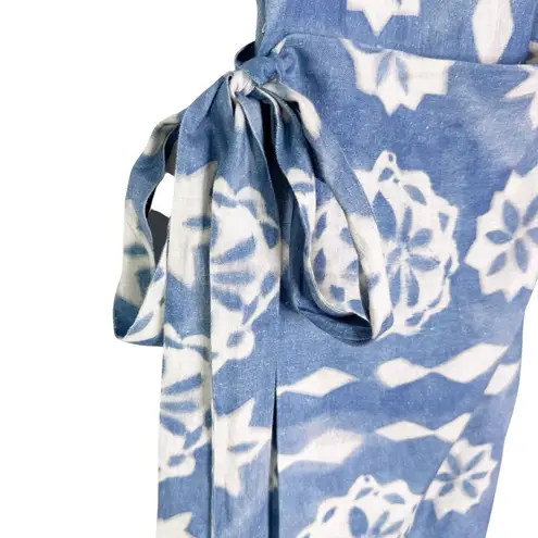 Rebecca Taylor Linen Paper Fleur Whisper Midi Dress Blue Size XS