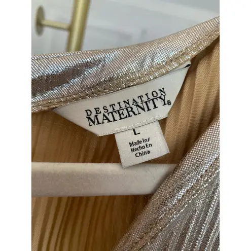 Destination Maternity Bougie Mini Dress Glam Wedding Event Cruise Vaca Metallic Gold Size undefined