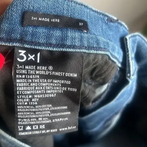 3x1 NYC W4 Shelter Straight Crop High Rise Jeans Denim Dark Spectrum