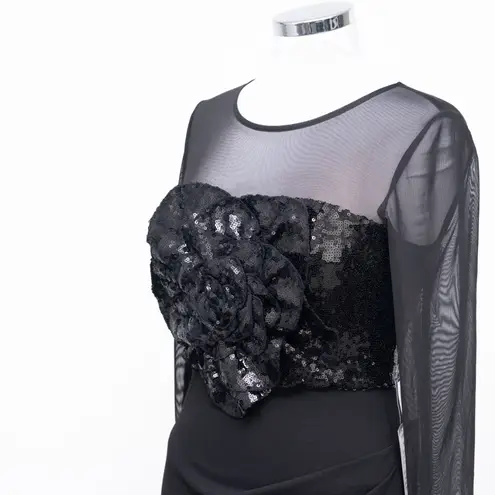 Betsy and Adam - Sequined Rosette Illusion Gown