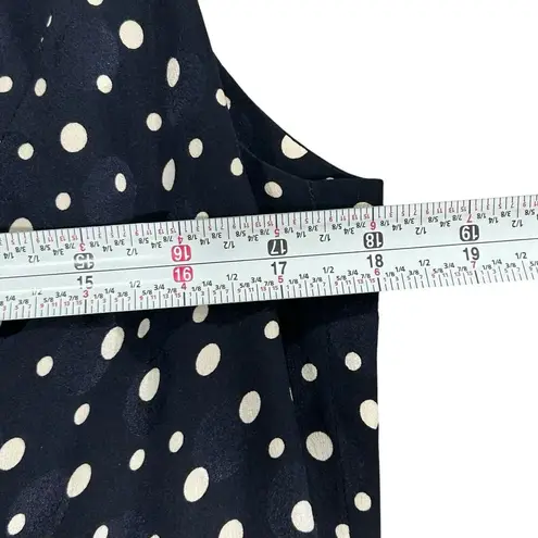 Escada Navy Blue Polka Dot Silk Midi Dress Ruffles V