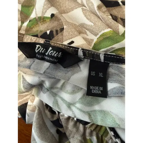 Du Jour Floral Print Wrap Style V Neck Short Sleeve Romper Women's XL X