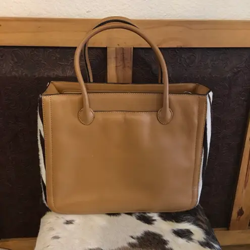 Adrienne Vittadini genuine leather hide satchel