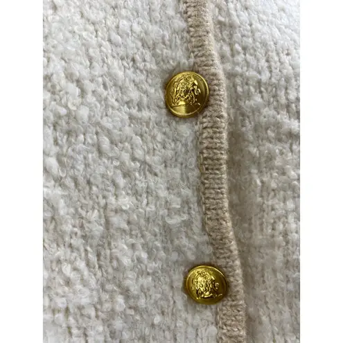Gap  Women's Cream Wool Alpaca Gold Buttons Pockets Long Sleeve Sweater Jacket S