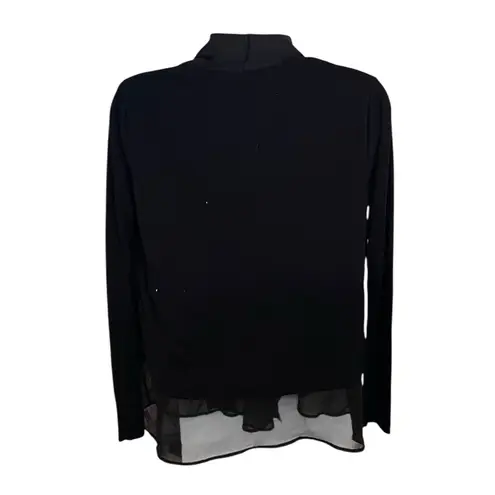 Saturday Sunday Chiffon Knit Cardigan Mixed Media Sheer Trim Black XS