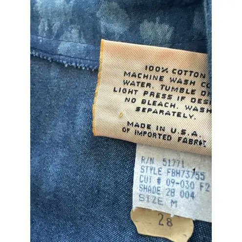 Gene Ewing Bis Vintage Sunwash Cotton Denim Top Size Medium Popover Printed 80s Blue