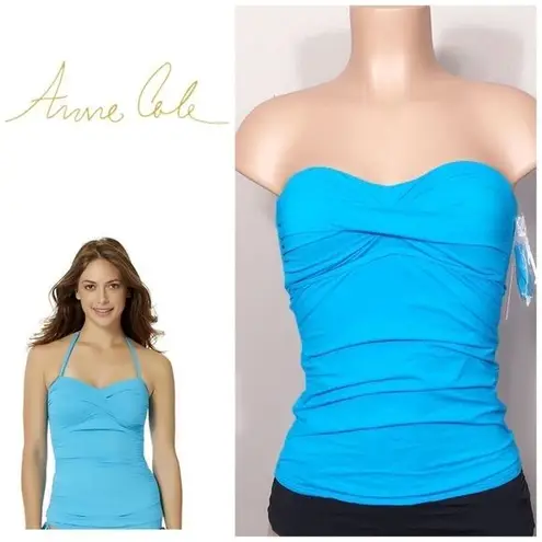 Anne cole  aqua blue tankini top. Small NWT