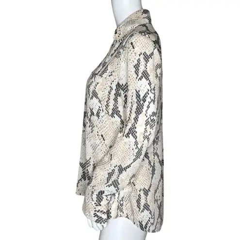 EXPRESS  Shirt Womens Small Portofino Cream Black Snake‎ Print Office Casual Edgy