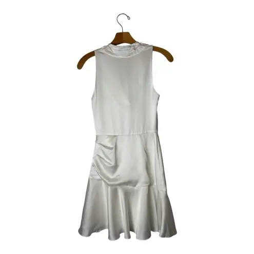 Milly Dress Women 0 White Satin Sleeveless Cowl Neck Nia Mini Bridal Party