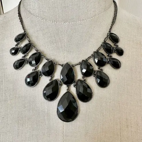 Joan Rivers black teardrop statement necklace