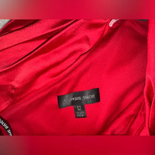 Tadashi Shoji NWOT Ember One-Shoulder Draped Gown lava red Sz 12