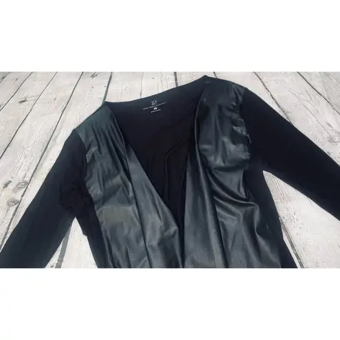 New York And Company Black Vegan Leather Cardigan