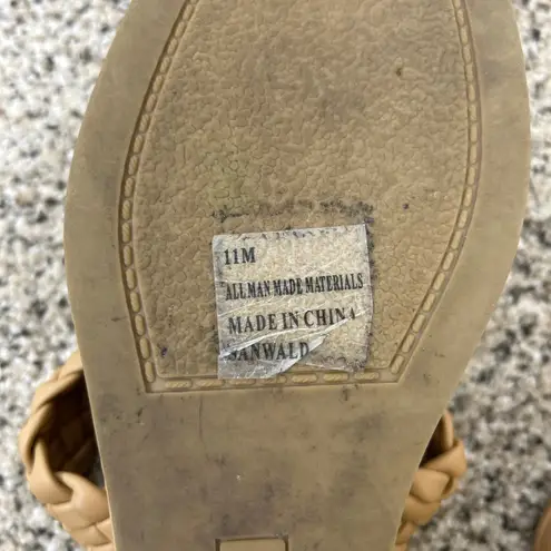 White Mountain Slide Wedge Slip On Sandals Size 11 Tan Braided