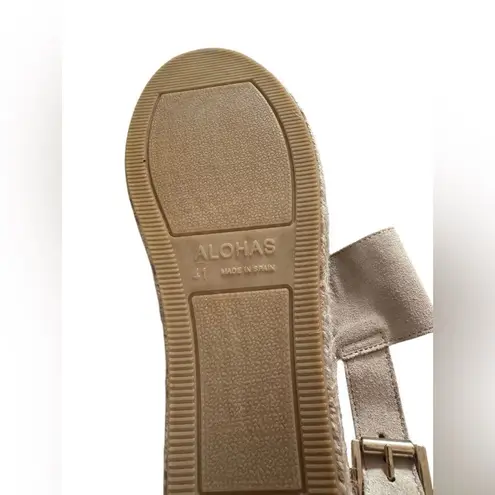 ALOHAS Women's Double Strap Leather Espadrilles beige 41 NWOT