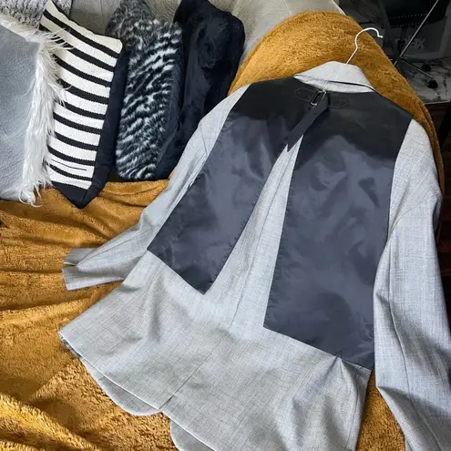 Alexander Wang Mohair Blazer With Leather Vest In Grey