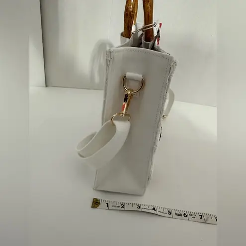 SOL + MER NWT Strawberry Beaded Viral Purse Handbag w Bamboo Handles White Strap