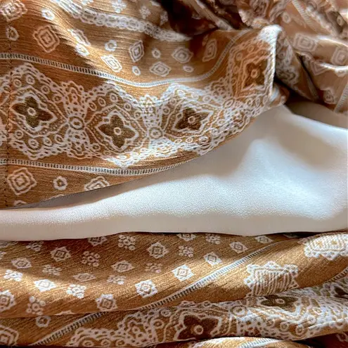 Dress Forum Bohemian Ruffle High-Low Maxi Dress Mustard/Burnt Orange Cream Small