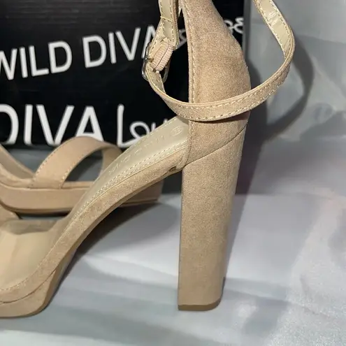 Wild Diva  Women’s Morris Open Toe Ankle Strap Chunky Block Nude Heels  8.5