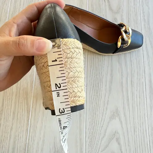 Black Espadrille Wedge Heels w/ Gold Chain – Women’s 38 / 7.5–8