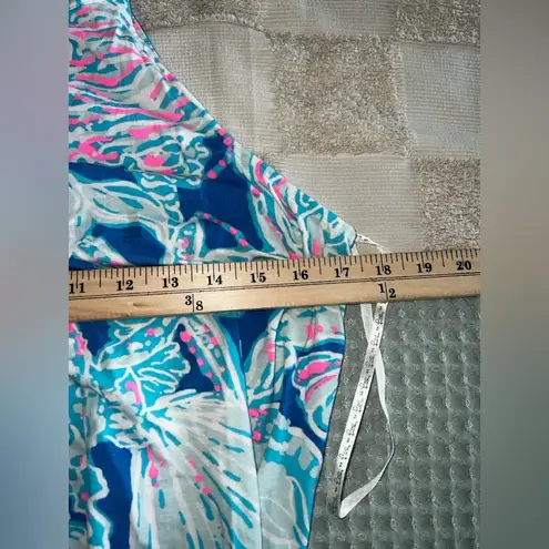 Lilly Pulitzer  Margot Halter Tank Tie Back Tassels Into The Deep Blue Sz M