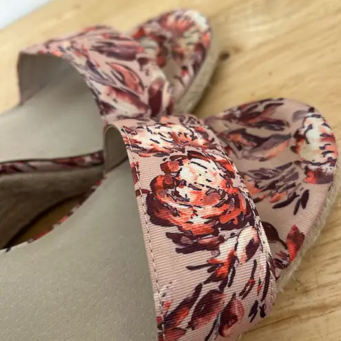 Life Stride Pink and Red Floral Wedges with Ankle Strap size 10M