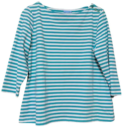 J. McLaughlin Wavesong Striped Boat Neck Catalina Cloth Top Women XL 3/4 Sleeve