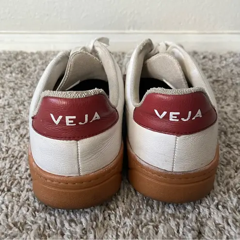 VEJA V-12 Leather Open White With Red Sneakers Women’s Size 10