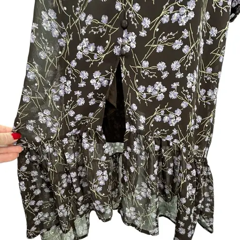 143 Story By Line Up Sz M Floral Maxi Brown Lavendor Front Slit Dress