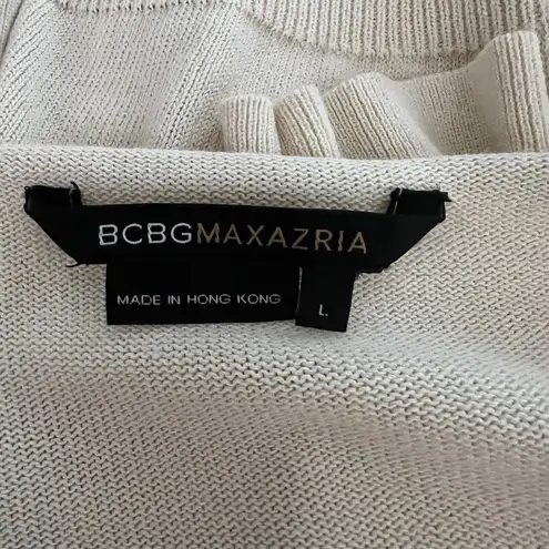 BCBGMAXAZRIA  Sweater Women Large Cream Cardigan Open Front Basic Minimalist Boho