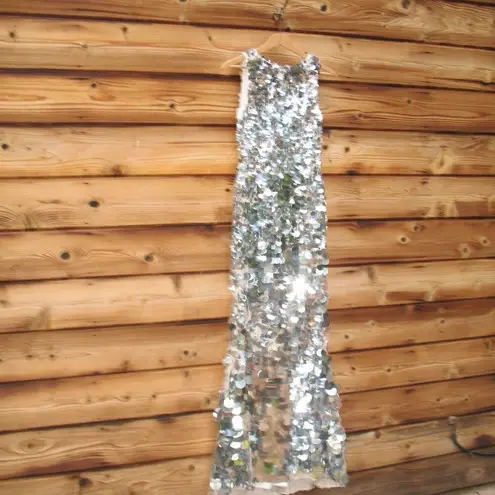 Mac Duggal 5959 Sleeveless Disc Sequin Gown Dress Silver 2 $998