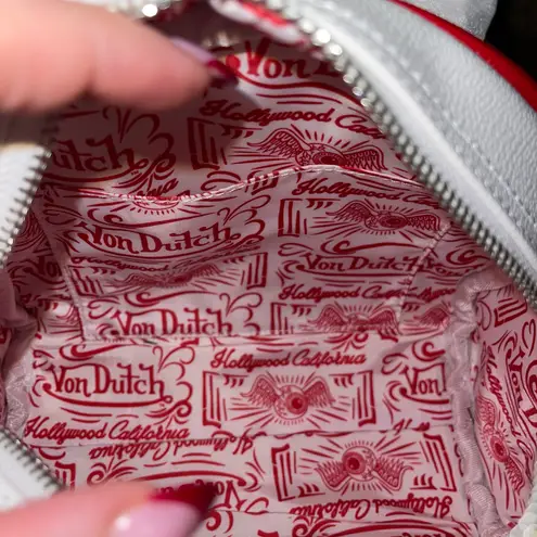 Von Dutch Crossbody Bowling Bag Flying Eye White Red Two Tone Y2K New With Tags