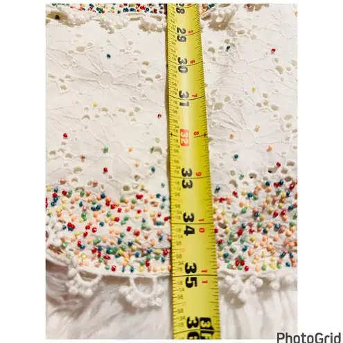 Farm Rio Anthropologie Beaded Eyelet Handmade Dress