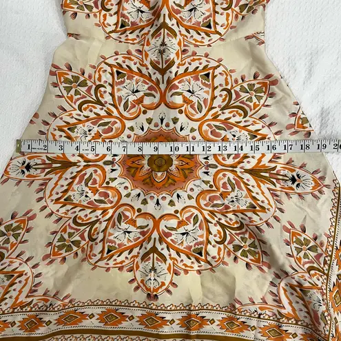 Aakaa Orange Cream Mosaic Boho Pattern Evening Maxi Halter Dress Size Small