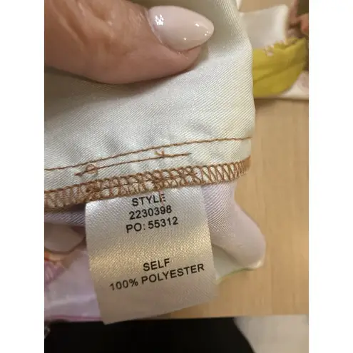 Current Air Anthropologie Floral Boho Silky Blouse Smocked Neck Size XS 2396