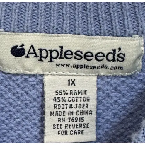 Appleseed’s Cable Knit Pullover Sweater Women’s Size XL Blue Cotton 1X Winter