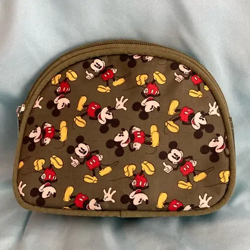 Disney  Mickey Mouse Cosmetic Bag. Green with Mickey Mouse printed all over.