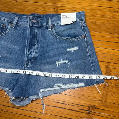 AERO Aeropostale Blue Distressed Denim Low Rise Boyfriend Shorts Size 14
