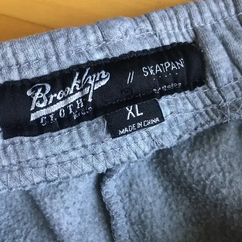 Brooklyn Cloth  “Proceed With Caution” Smiley Face Sweatpants, Gray, Size XL