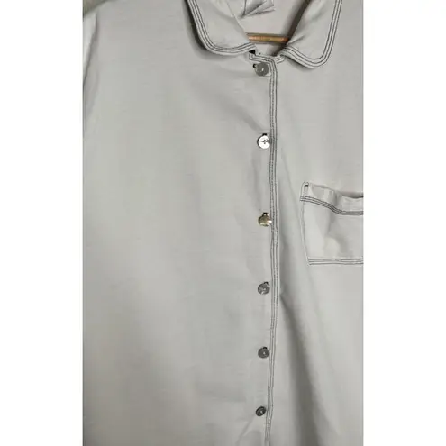 Hot Cotton Button Up Light Blue Size Large Pocket Abalone Shell Buttons