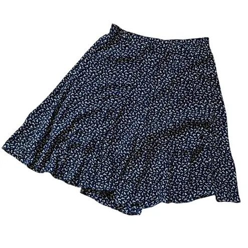 Vintage Navy Ditsy Floral Longline Flowing Culotte Shorts Women’s Size Large Y2K