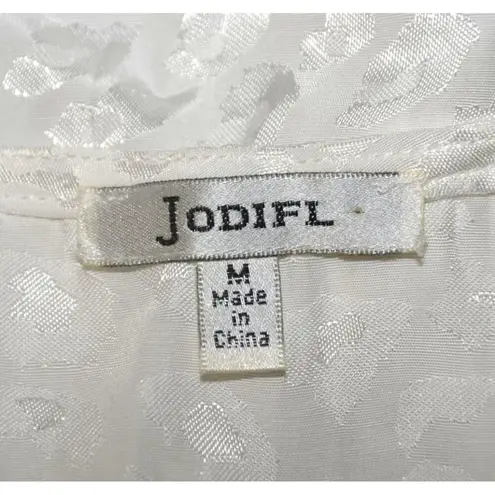 JODIFL White Lace Cheetah Print Tank Top Size M V Neck Slinky Festival Sexy