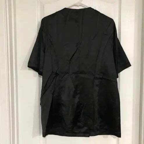 Commense Womens Blouse Size Large Black With Pockets Double Breasted Top NWT