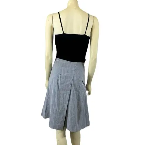 LILITH pinstriped semi wrap midi linen mix skirt size small Gray