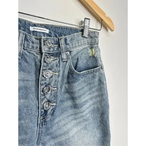 We Wore What Pants WomensâStraight Leg High Rise Jeans Crystal Buttons Size 25âNW